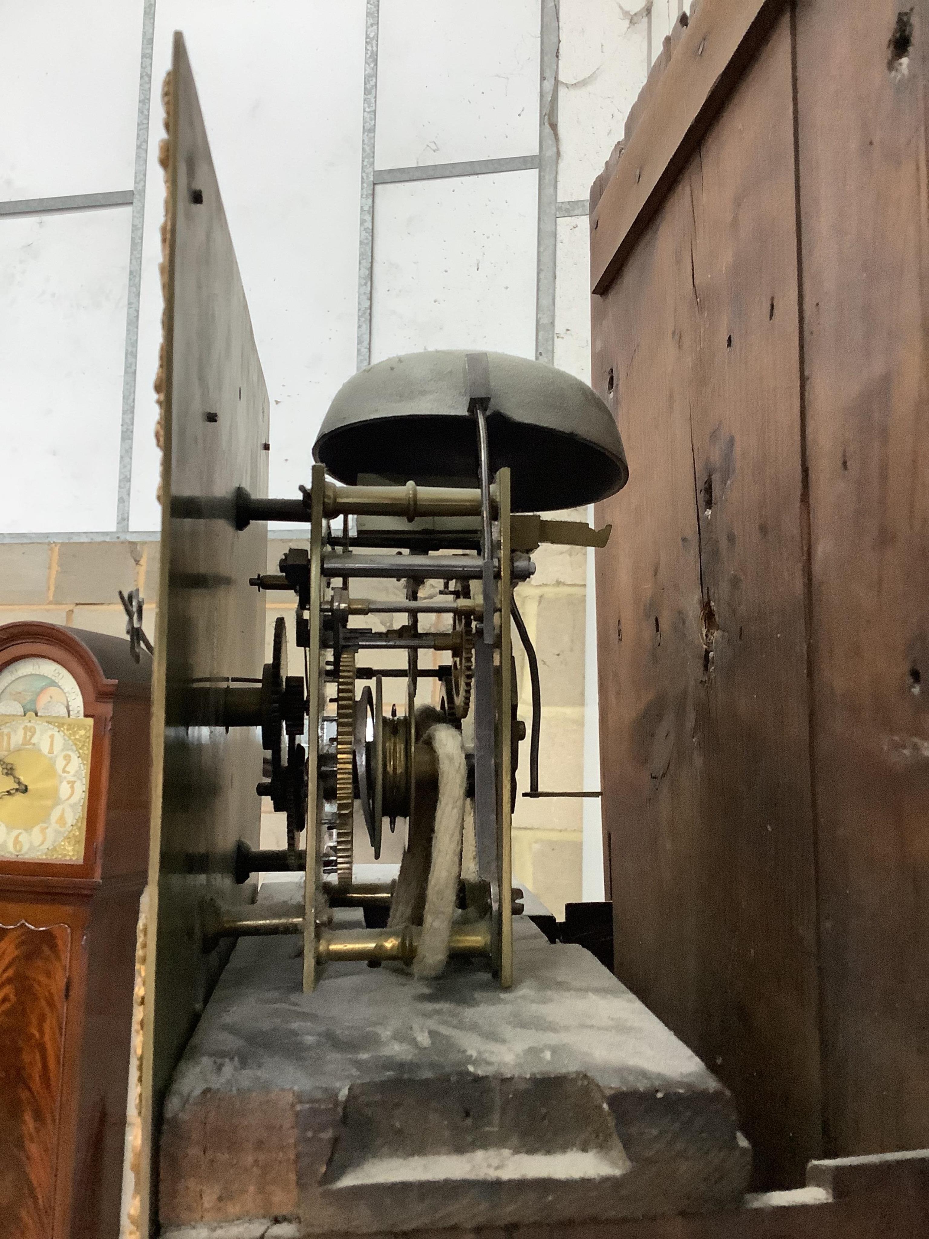 A George III oak and fruitwood cased thirty hour longcase clock, height 201cm. Condition - good, but not tested for timekeeping